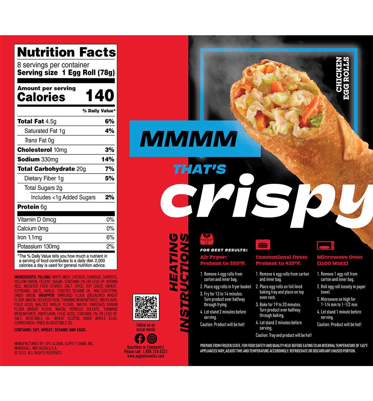 Pagoda Frozen Crunchy Crispy Chicken Egg Rolls; image 5 of 10