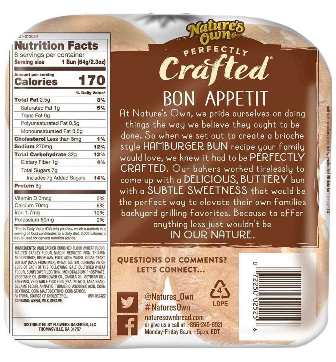 Nature's Own Perfectly Crafted Hamburger Buns; image 4 of 6