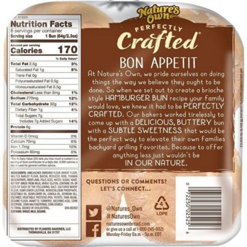 Nature's Own Perfectly Crafted Hamburger Buns, 8 ct
