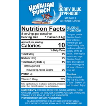Hawaiian Punch Berry Blue Typhoon Drink Mix Packets, 8 ct