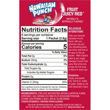 Hawaiian Punch Fruit Juicy Red Drink Mix Packets, 8 ct