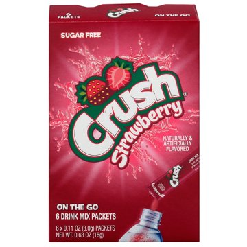 Crush Sugar Free Powder Drink Mix Packets - Strawberry, 6 ct