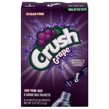 Crush Sugar Free Powder Drink Mix Packets - Grape, 6 ct