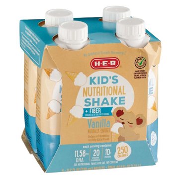 H-E-B Kid's Nutritional Shake + Fiber - Vanilla, 4 pk