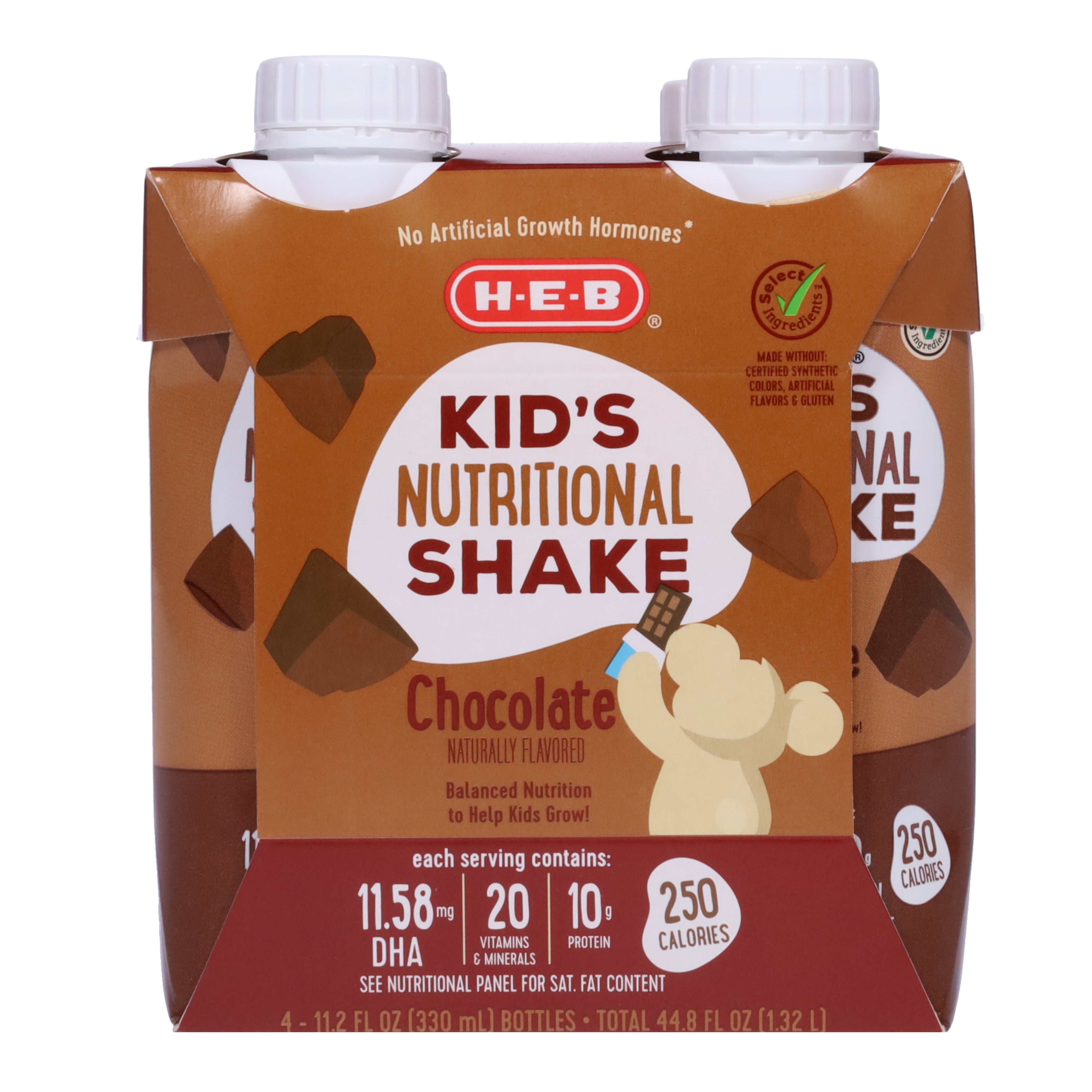 H-E-B Kid's Nutritional Shake Chocolate 4 Pk - Shop Food & Formula At H-E-B