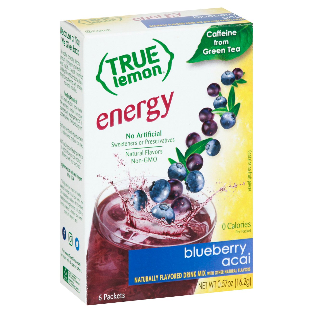 True Lemon Energy Blueberry Acai Drink Mix Packets Shop Mixes