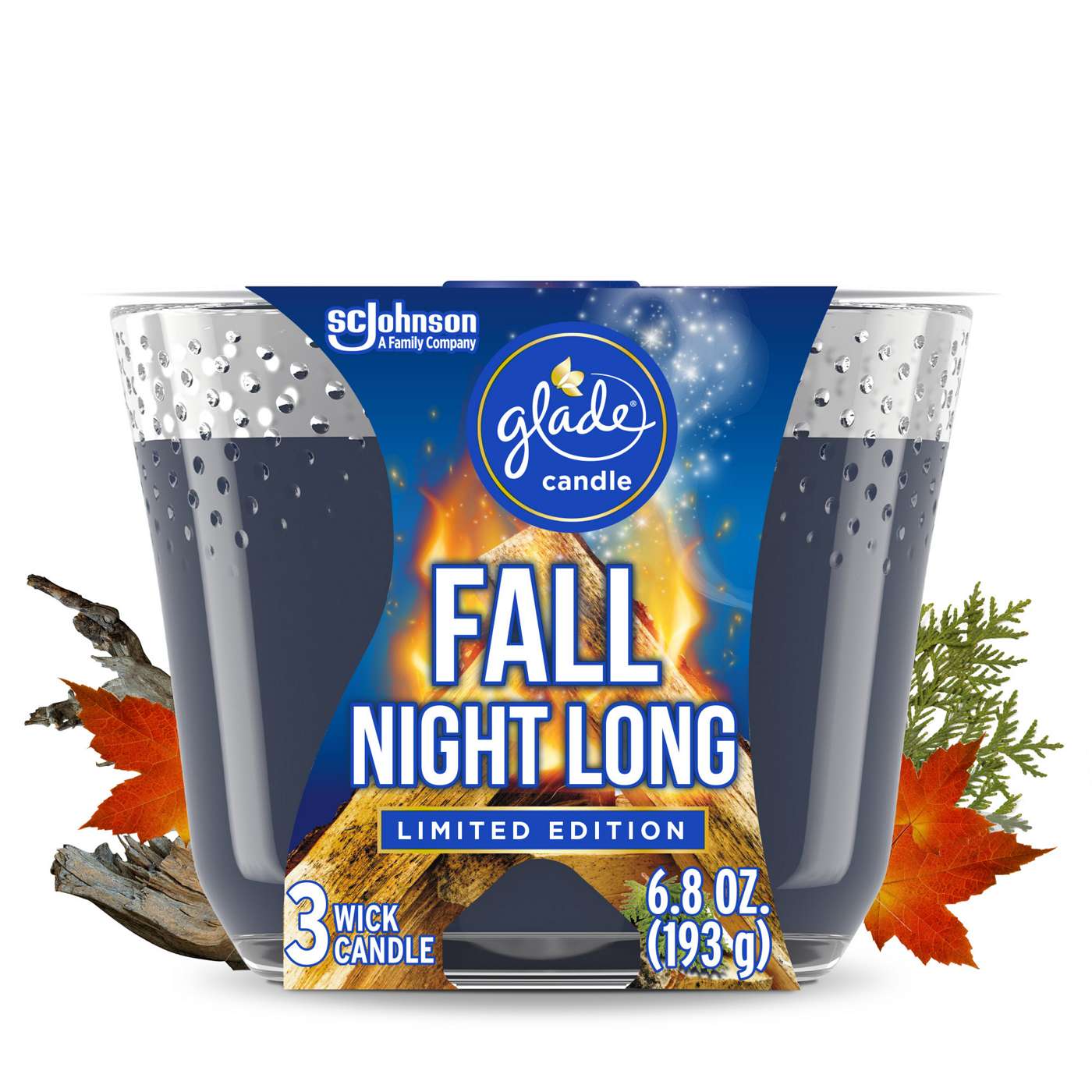 Glade Fall Night Long 3 Wick Candle; image 3 of 3