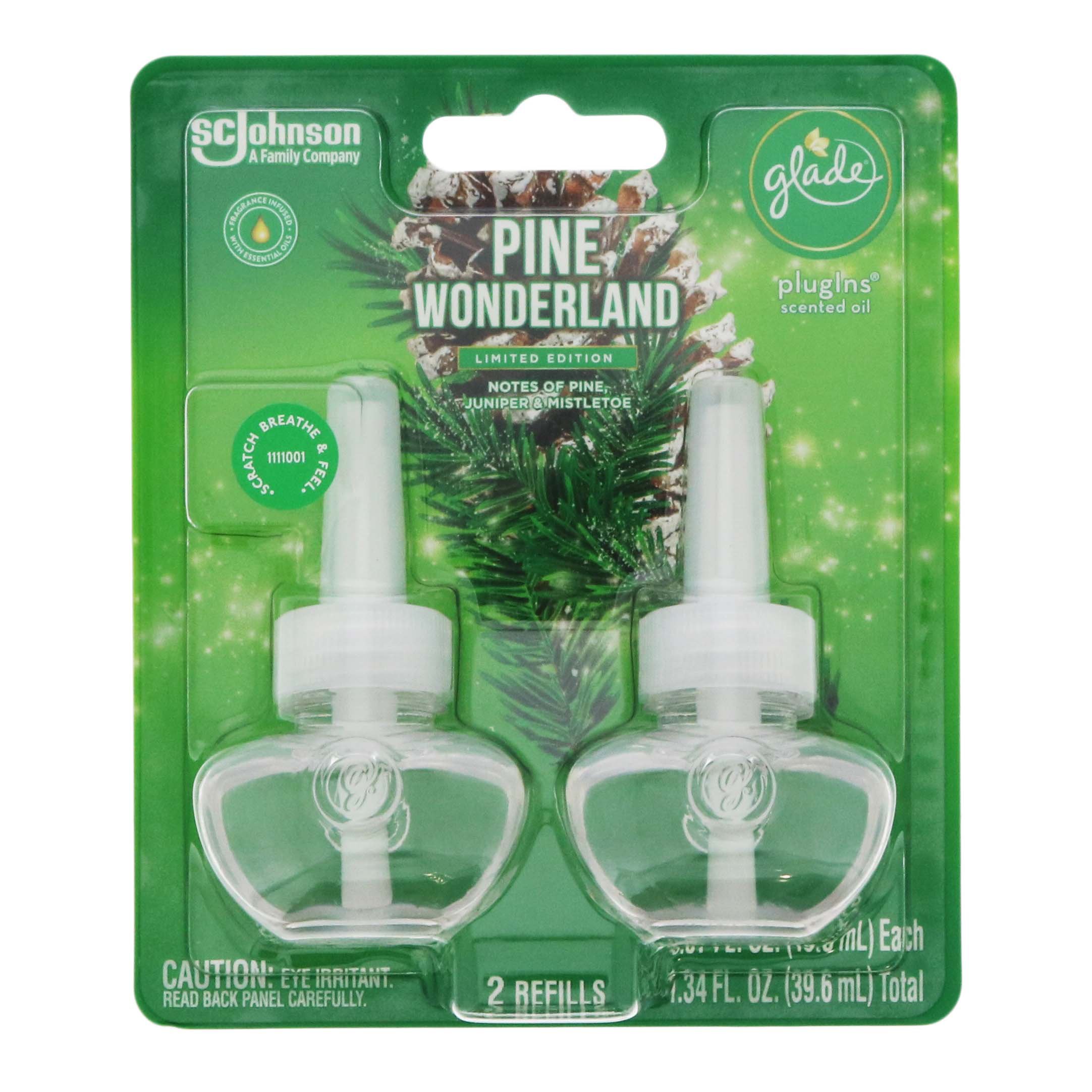 Glade PlugIns Scented Oil Air Freshener Refills Pine Wonderland