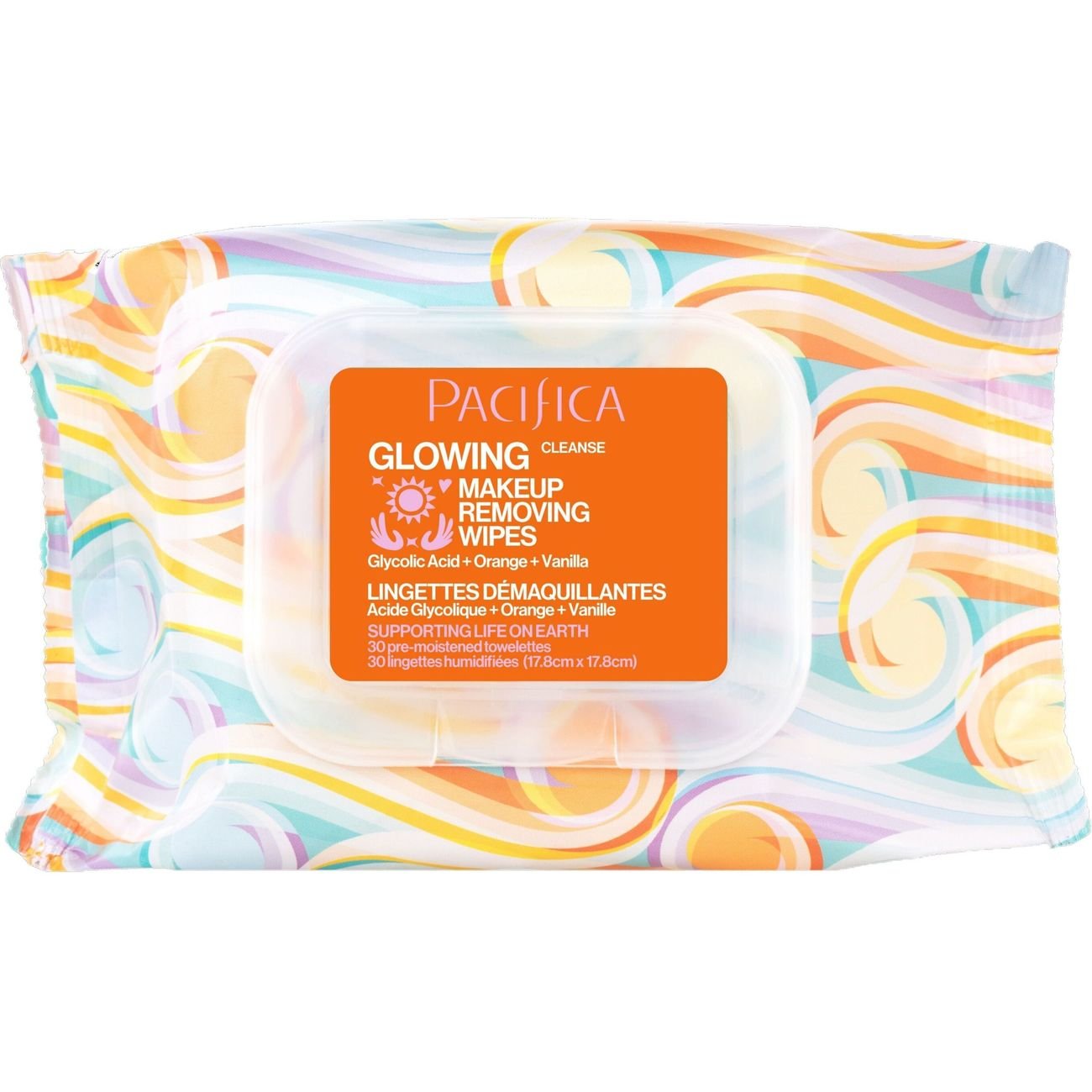 Pacifica Glowing Glycolic Acid Orange & Vanilla Makeup Removing Wipes