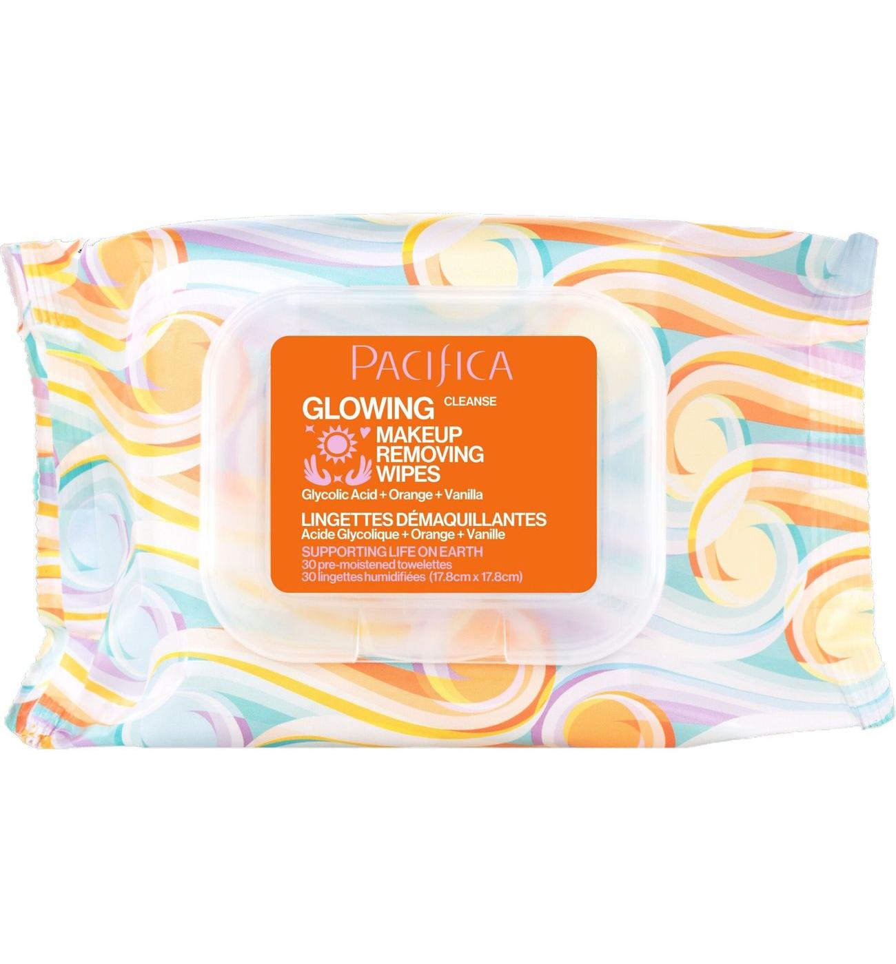 Pacifica Glowing Glycolic Acid Orange & Vanilla Makeup Removing Wipes; image 1 of 7