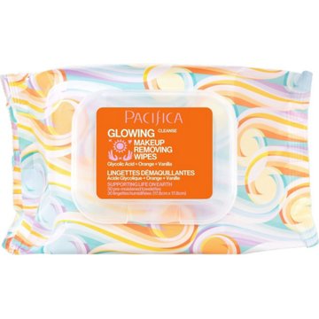 Pacifica Glowing Glycolic Acid Orange & Vanilla Makeup Removing Wipes, 30 ct