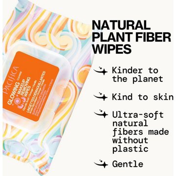 Pacifica Glowing Glycolic Acid Orange & Vanilla Makeup Removing Wipes, 30 ct