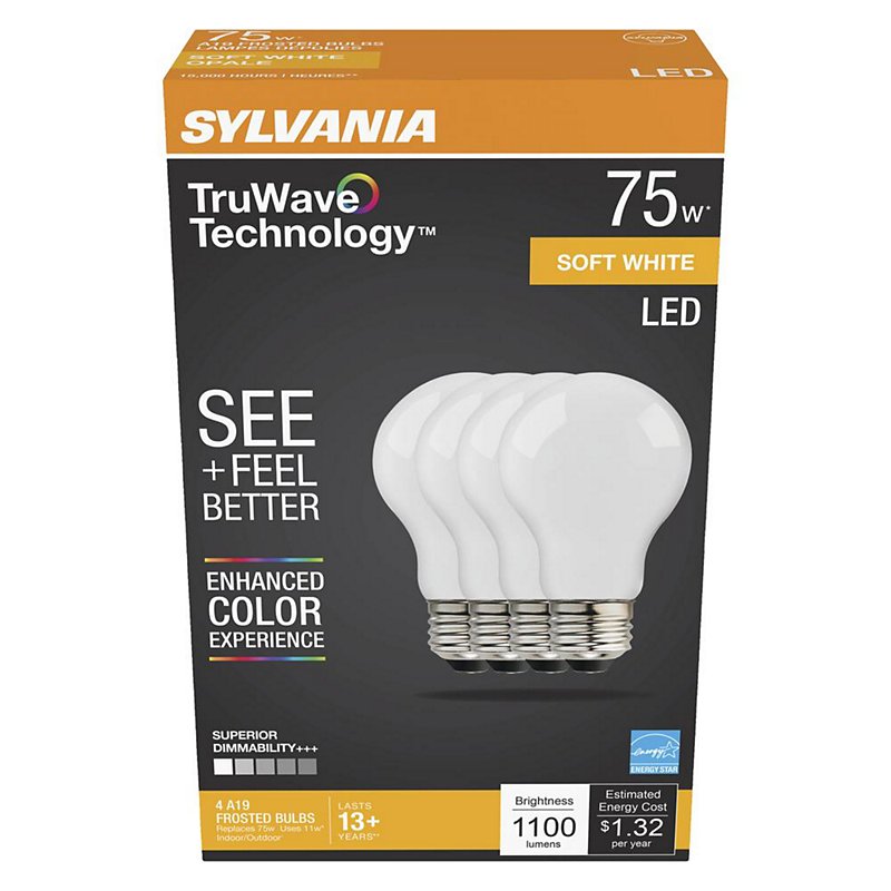 Sylvania Natural TruWave LED 75 Watt A19 Soft White Frosted Light Bulbs -  Shop Home Improvement at H-E-B