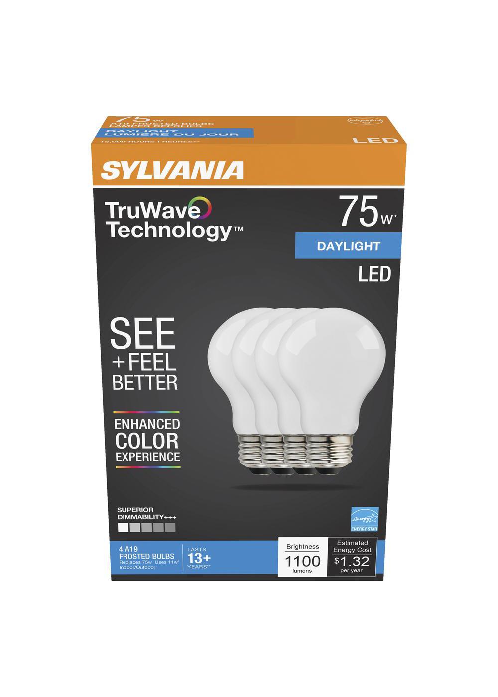 Sylvania TruWave A19 75-Watt Frosted LED Light Bulbs - Daylight; image 1 of 2