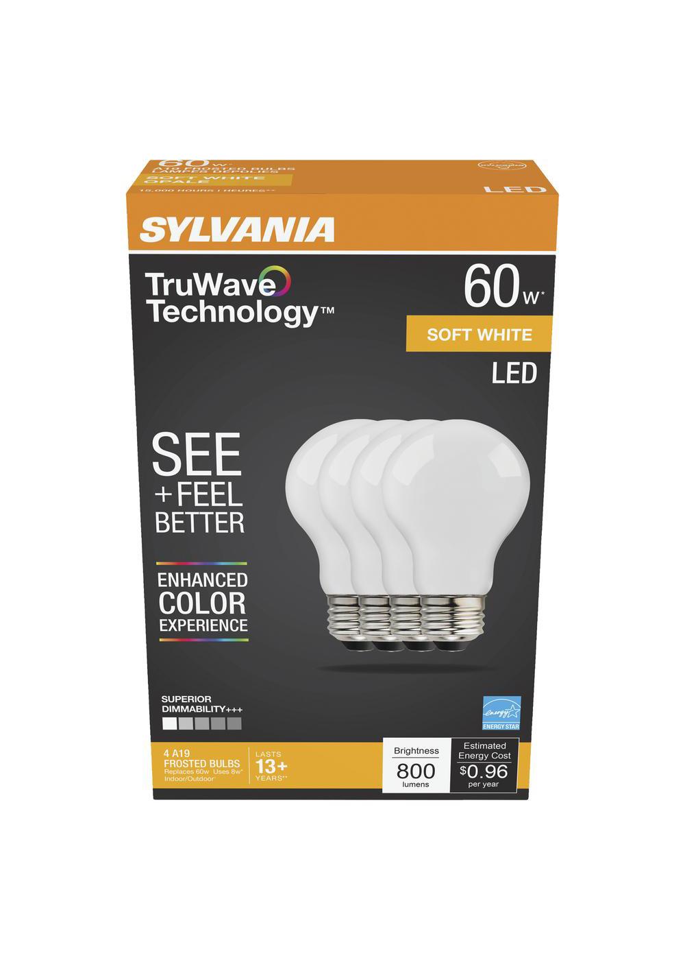 Sylvania TruWave A19 60-Watt Frosted LED Light Bulbs - Soft White; image 1 of 2