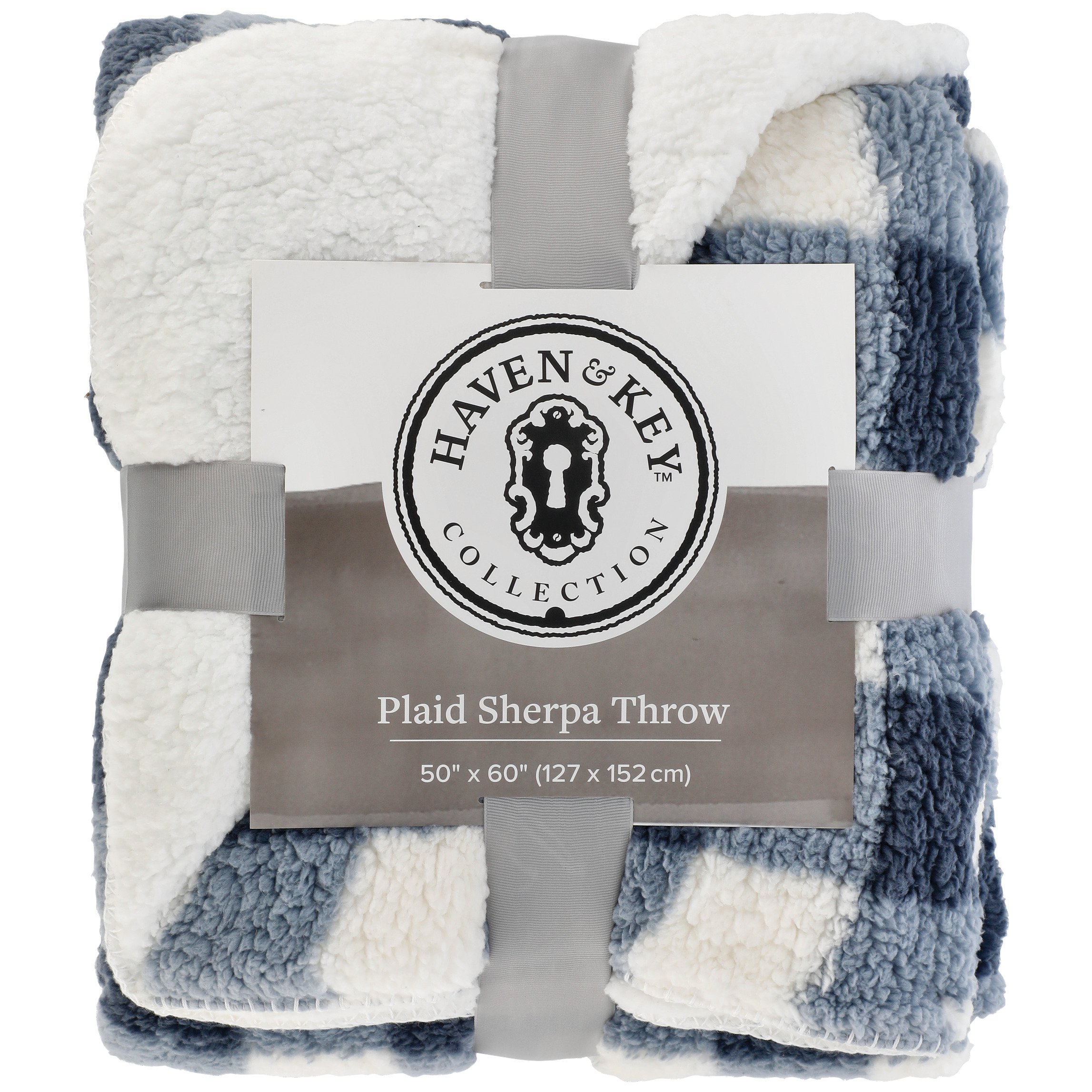 Haven & Key Navy Plaid Reversible Sherpa Throw Shop Bedding & Bath at