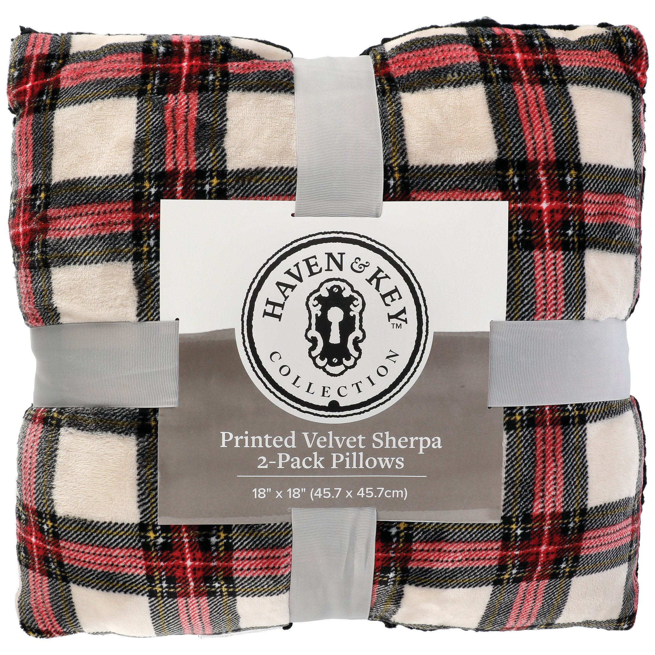 Haven & Key Ivory Tartan Plaid Printed Velvet Sherpa Pillows Shop Blankets & Throws at HEB