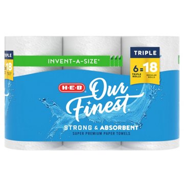 H-E-B Our Finest Invent-A-Size Paper Towels, 6 Triple Rolls
