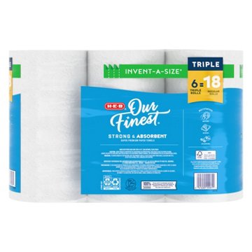 H-E-B Our Finest Invent-A-Size Paper Towels, 6 Triple Rolls