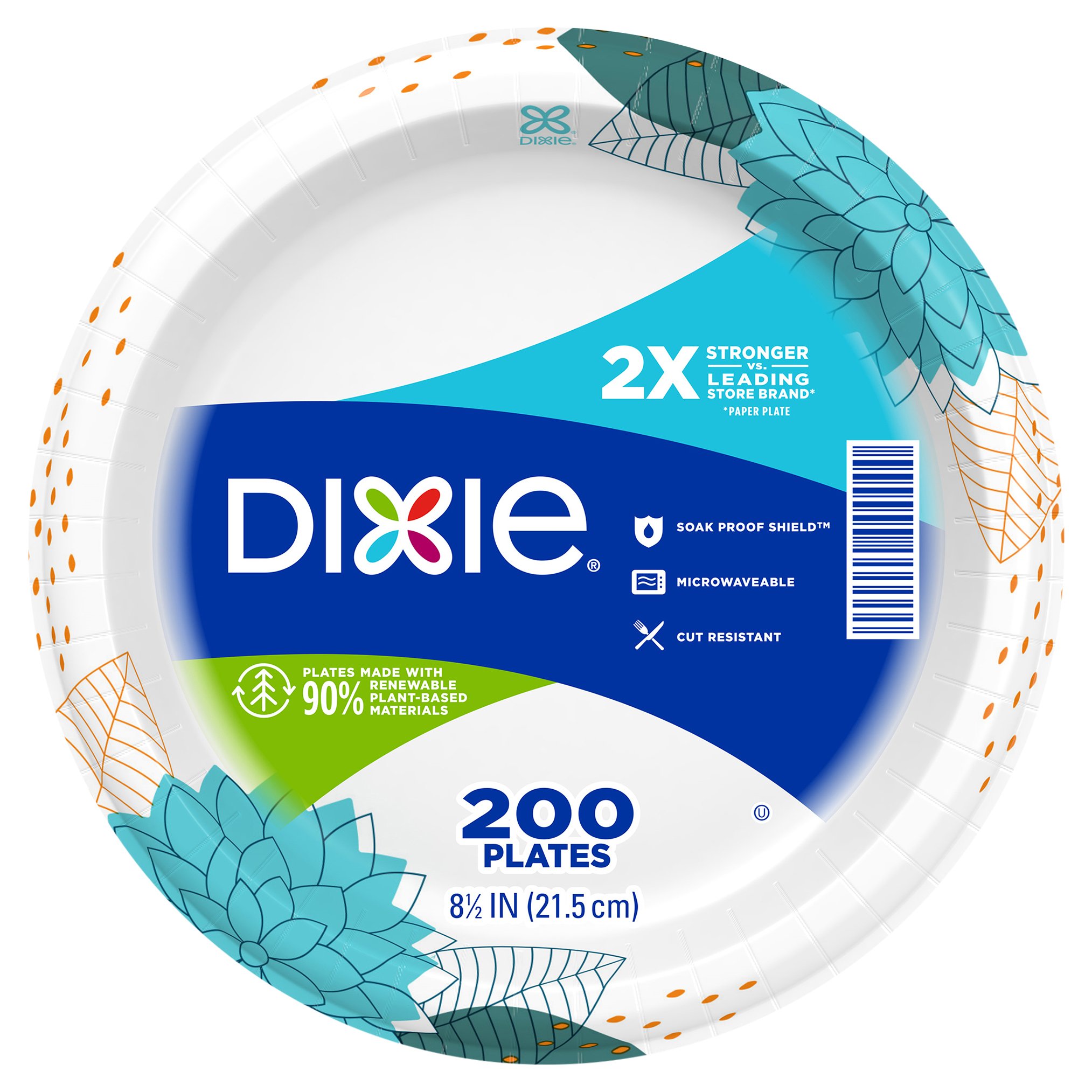 Dixie Disposable Paper Plates, Multicolor, 10 in, 150 Count