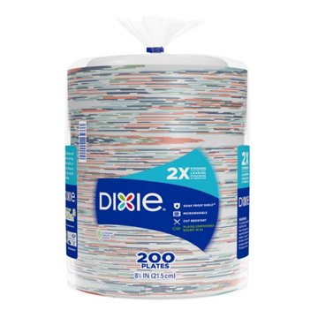 Dixie 8 1/2 in Disposable Paper Plates, 200 ct