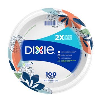 Dixie 10 in Compostable Paper Plates, 100 ct