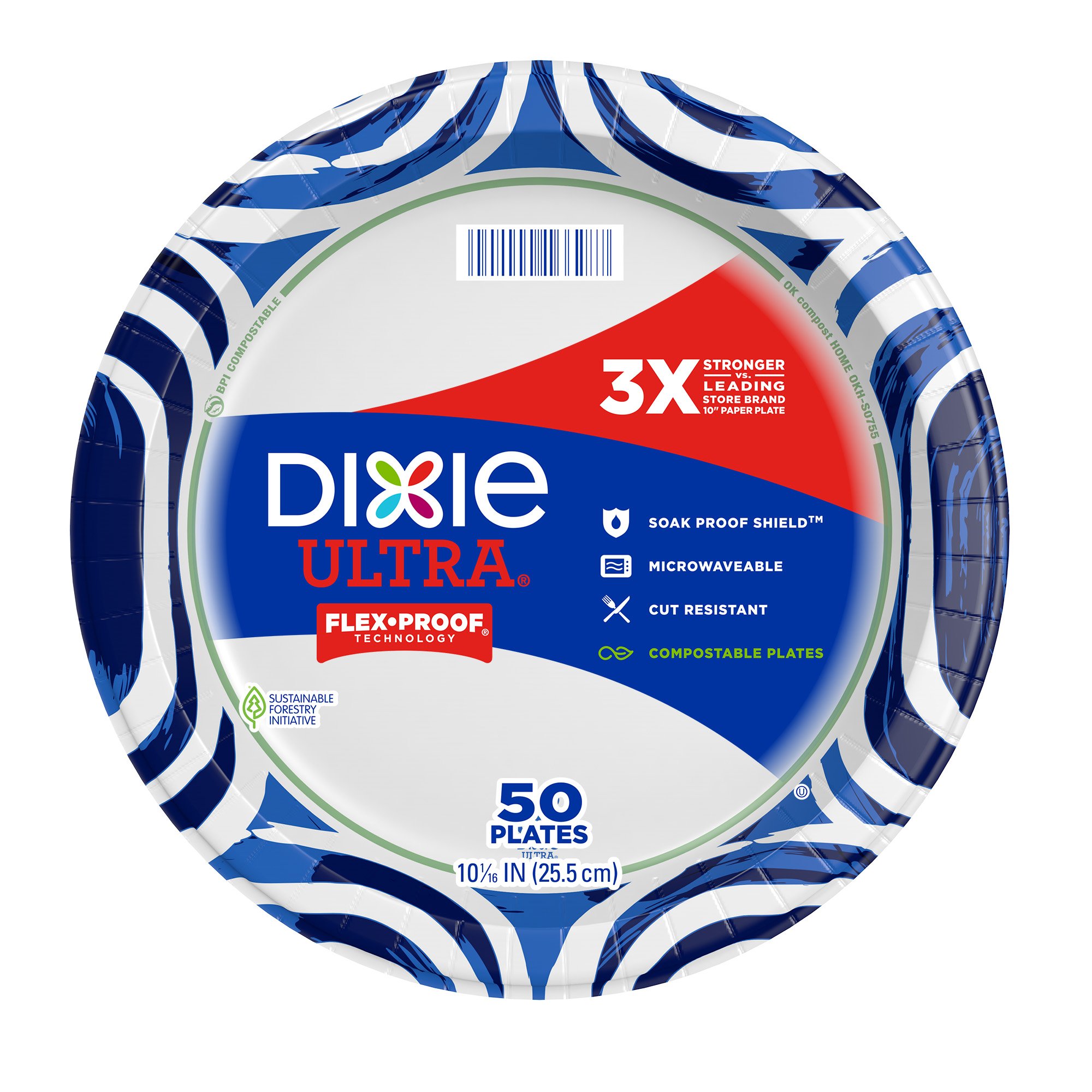 Dixie Disposable Paper Plates, Multicolor, 10 in, 150 Count