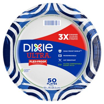 Dixie Ultra 10 in Compostable Paper Plates, 50 ct