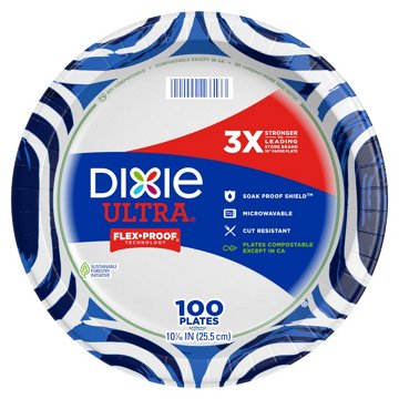 Dixie Ultra 10 in Compostable Paper Plates, 100 ct