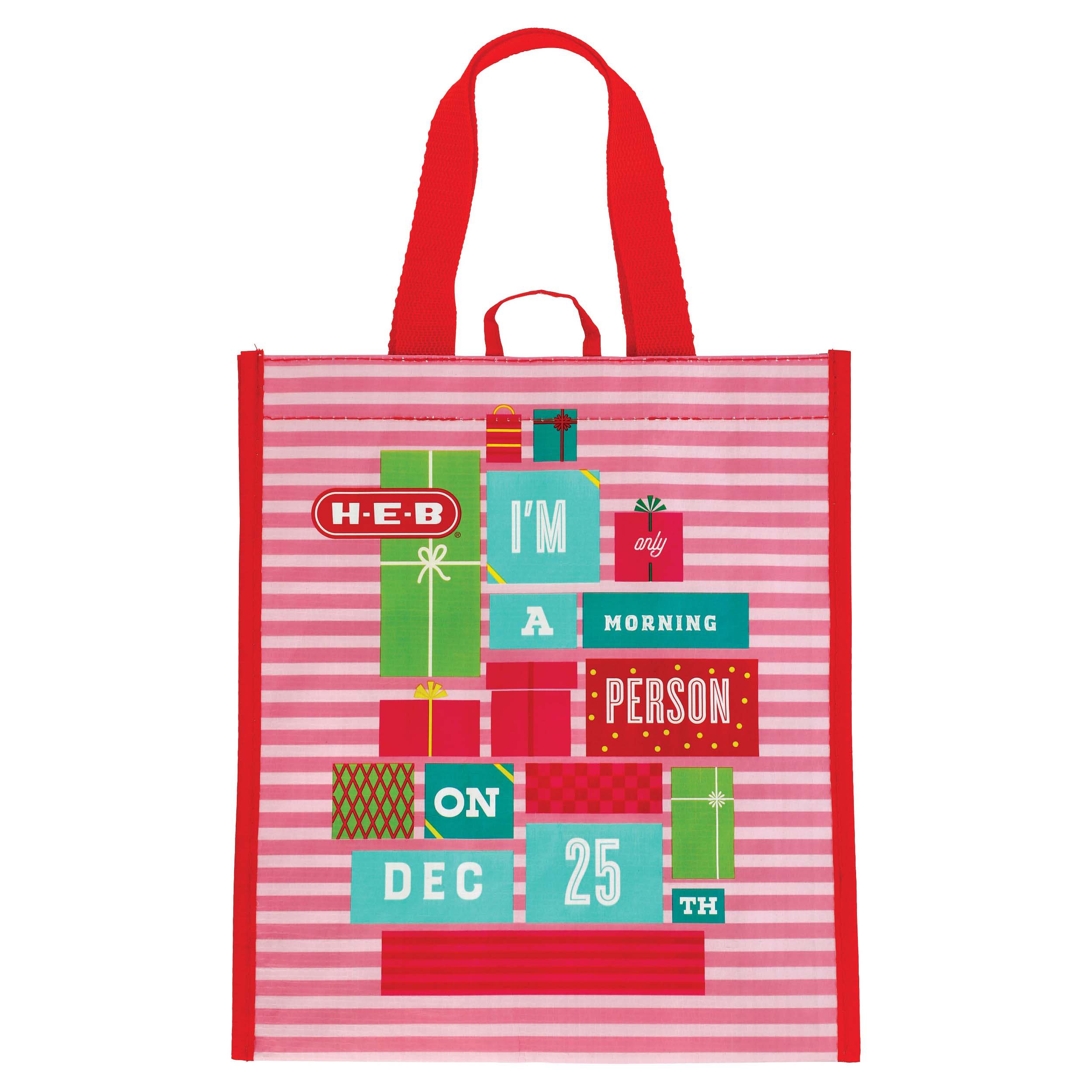 HEB Christmas Morning Person Holiday Reusable Bag Shop Reusable