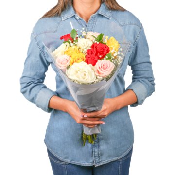 BLOOMS by H-E-B Designer Dozen Rainbow Roses Flower Bouquet