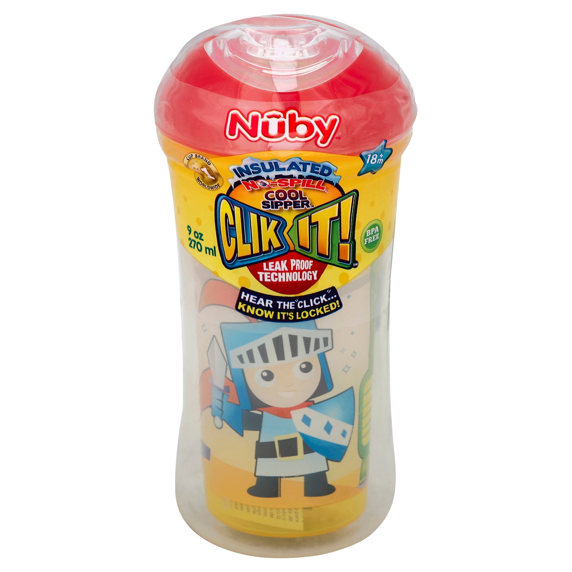 nuby no-spill insulated cool sipper, 9 ounce, colors may vary