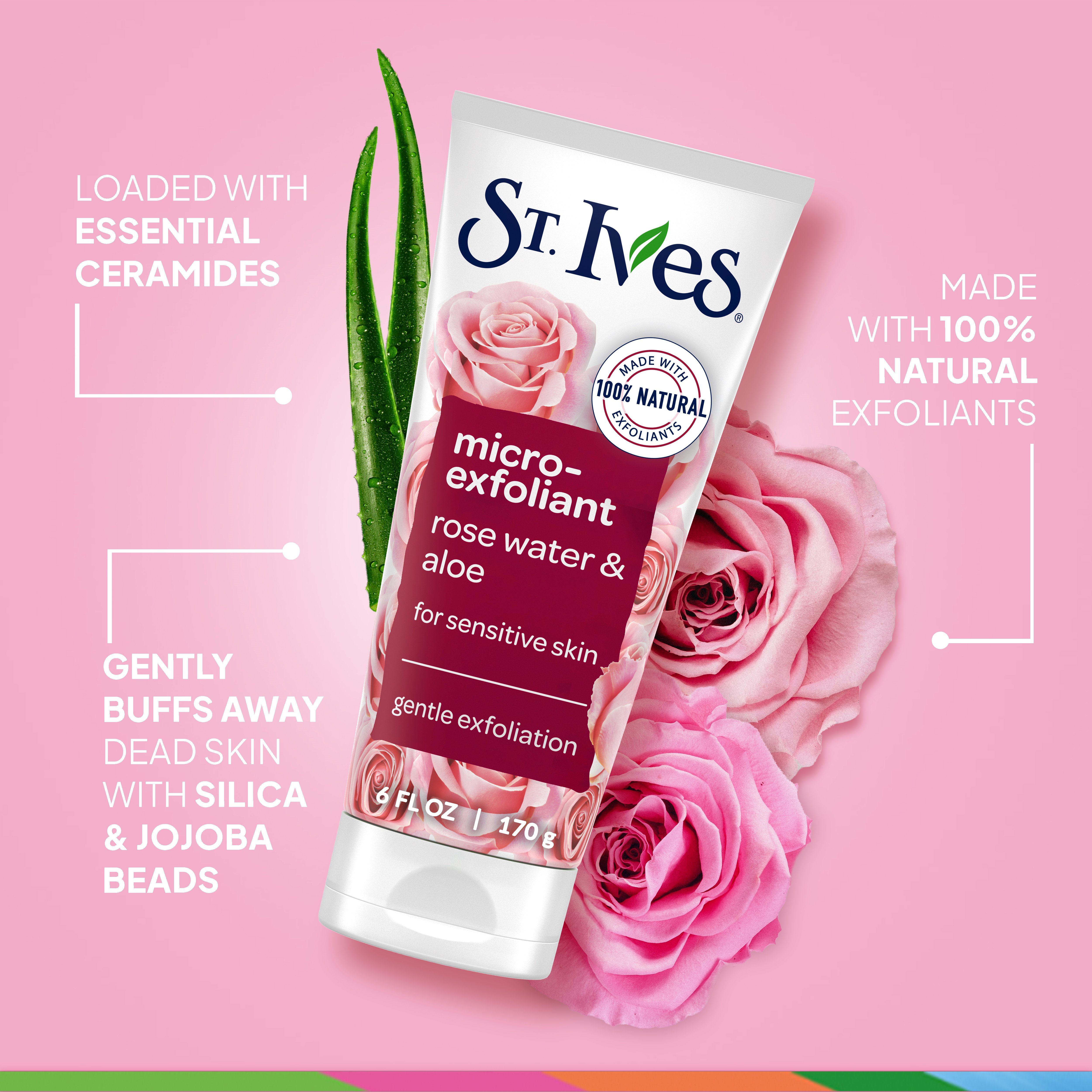 St. Ives Micro-Exfoliant Rose Water & Aloe Face Scrub for Sensitive Skin -  Shop Facial cleansers & scrubs at H-E-B