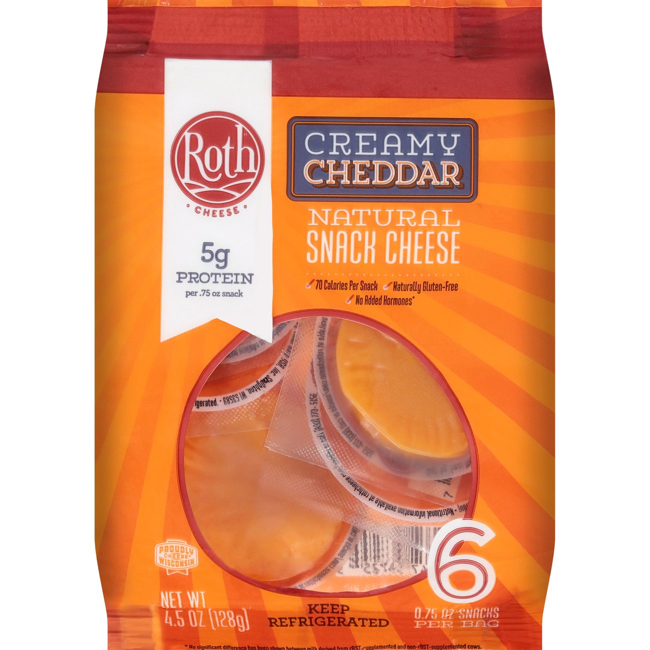 Roth Creamy Cheddar Snack Cheese, 6 ct