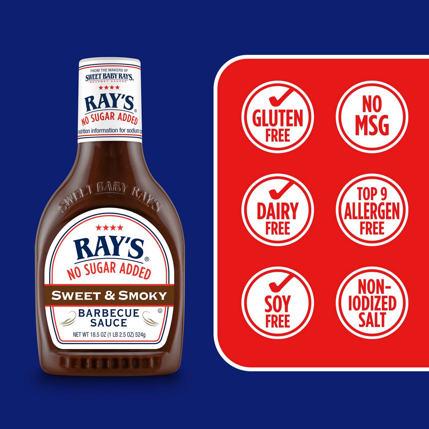 Sweet Baby Ray's No Sugar Added Sweet & Smoky Barbecue Sauce; image 6 of 9