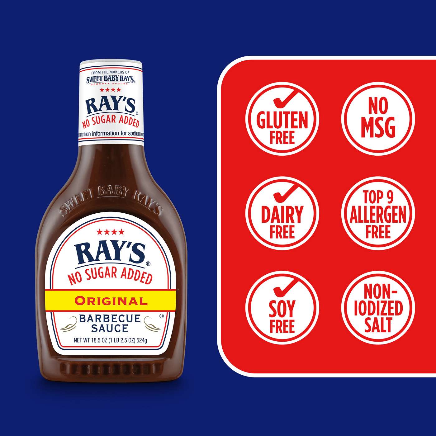 Sweet Baby Ray's No Sugar Added Original Barbecue Sauce; image 2 of 9