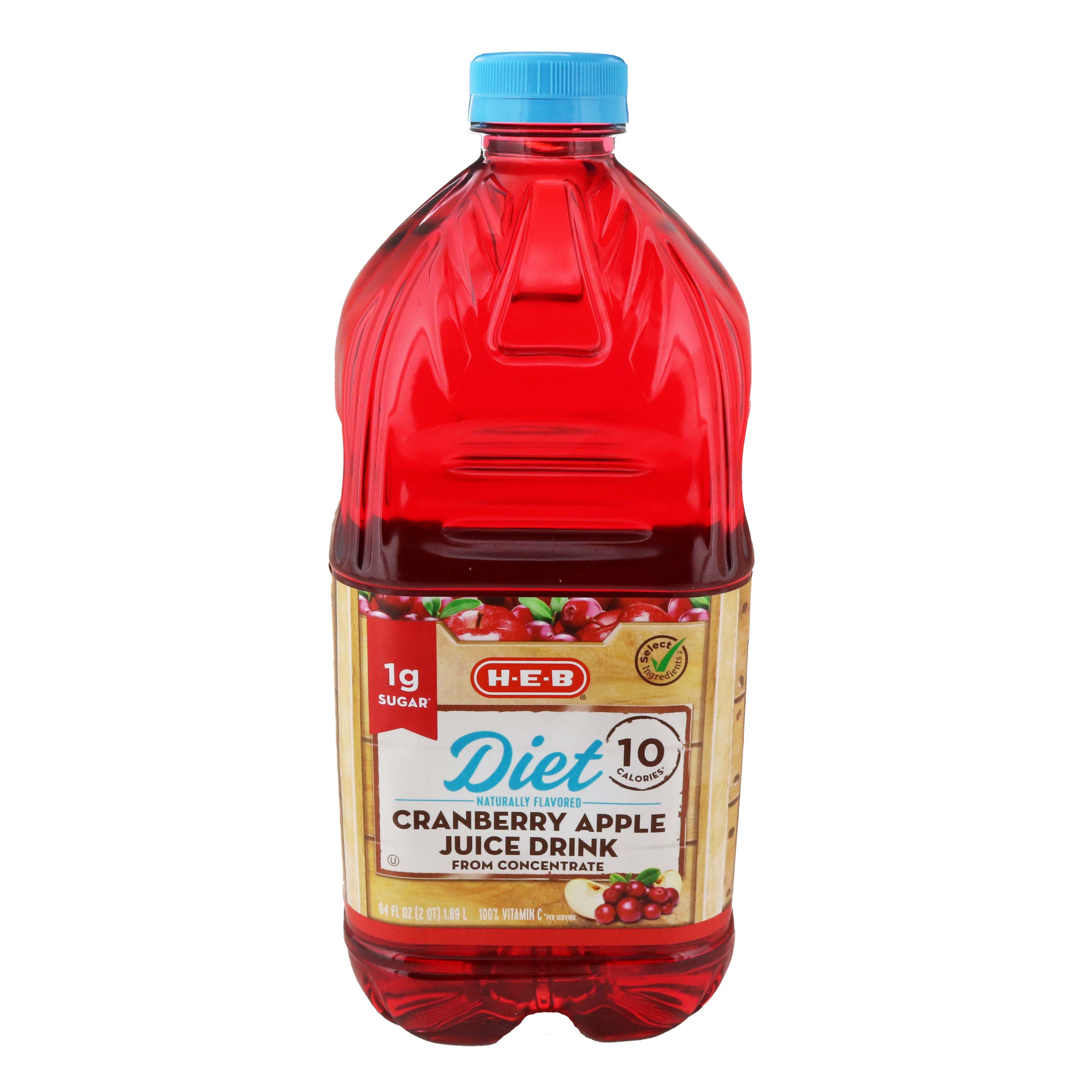 H-E-B Select Ingredients Diet Cranberry Apple Juice Cocktail - Shop ...