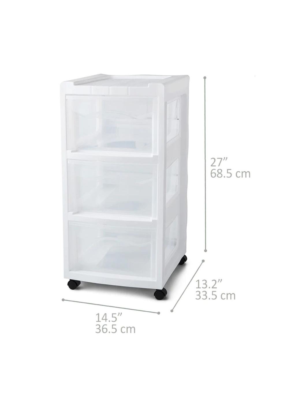 Starplast 3-Drawer Medium Plastic Storage Cart - White; image 2 of 3