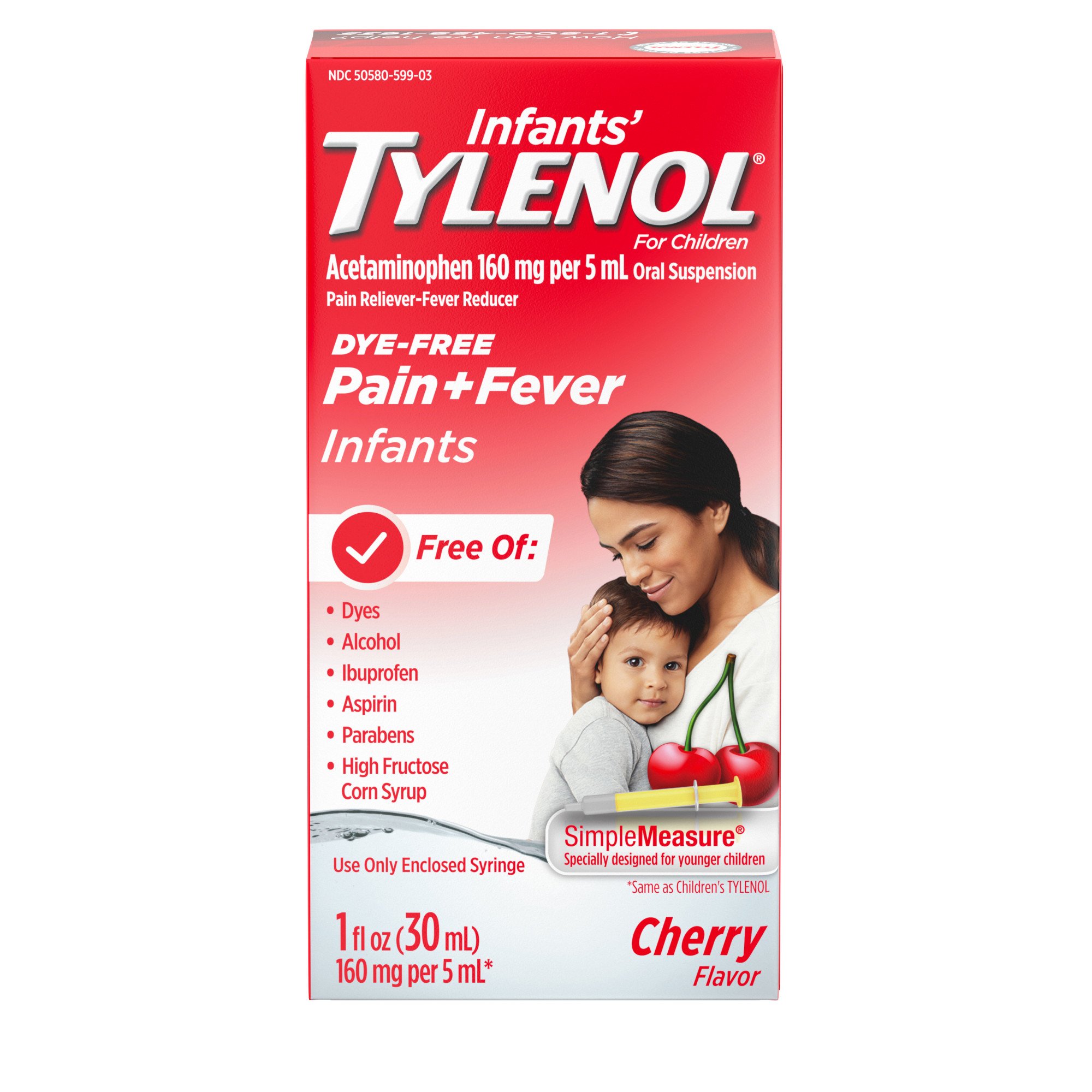 Tylenol Infants' Dye-Free Oral Suspension - Cherry, 1 oz