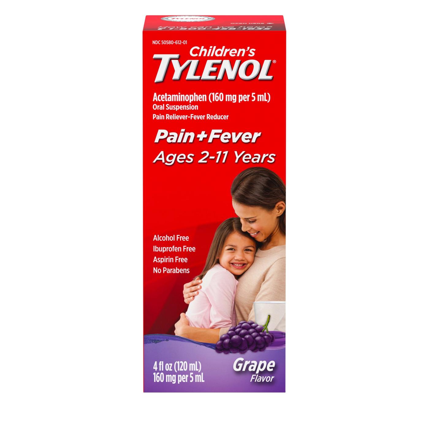 Tylenol Children's Pain + Fever Grape Oral Suspension; image 1 of 4