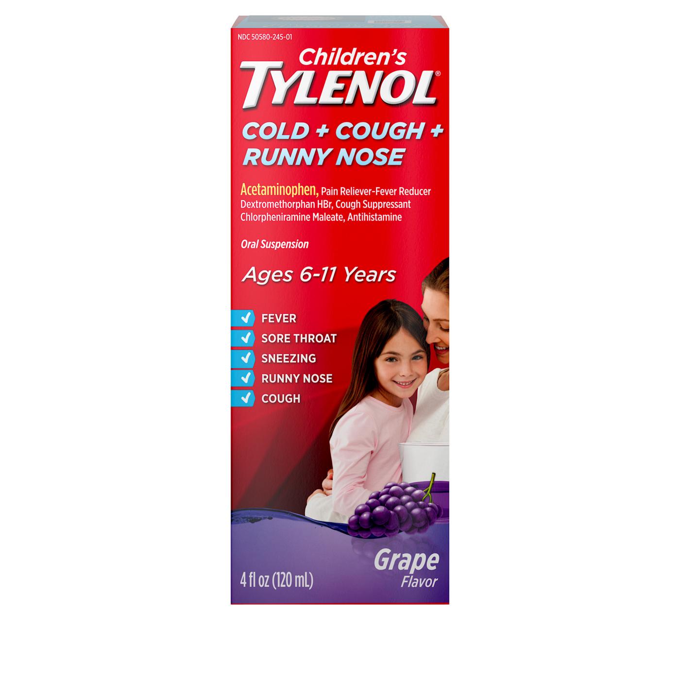 Tylenol Children's Cold + Cough + Runny Nose Oral Suspension - Grape; image 1 of 6