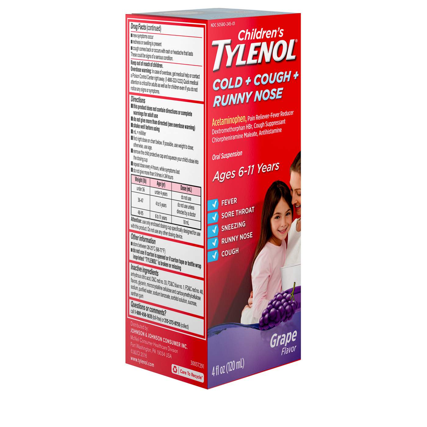 Tylenol Children's Cold + Cough + Runny Nose Oral Suspension - Grape; image 2 of 6