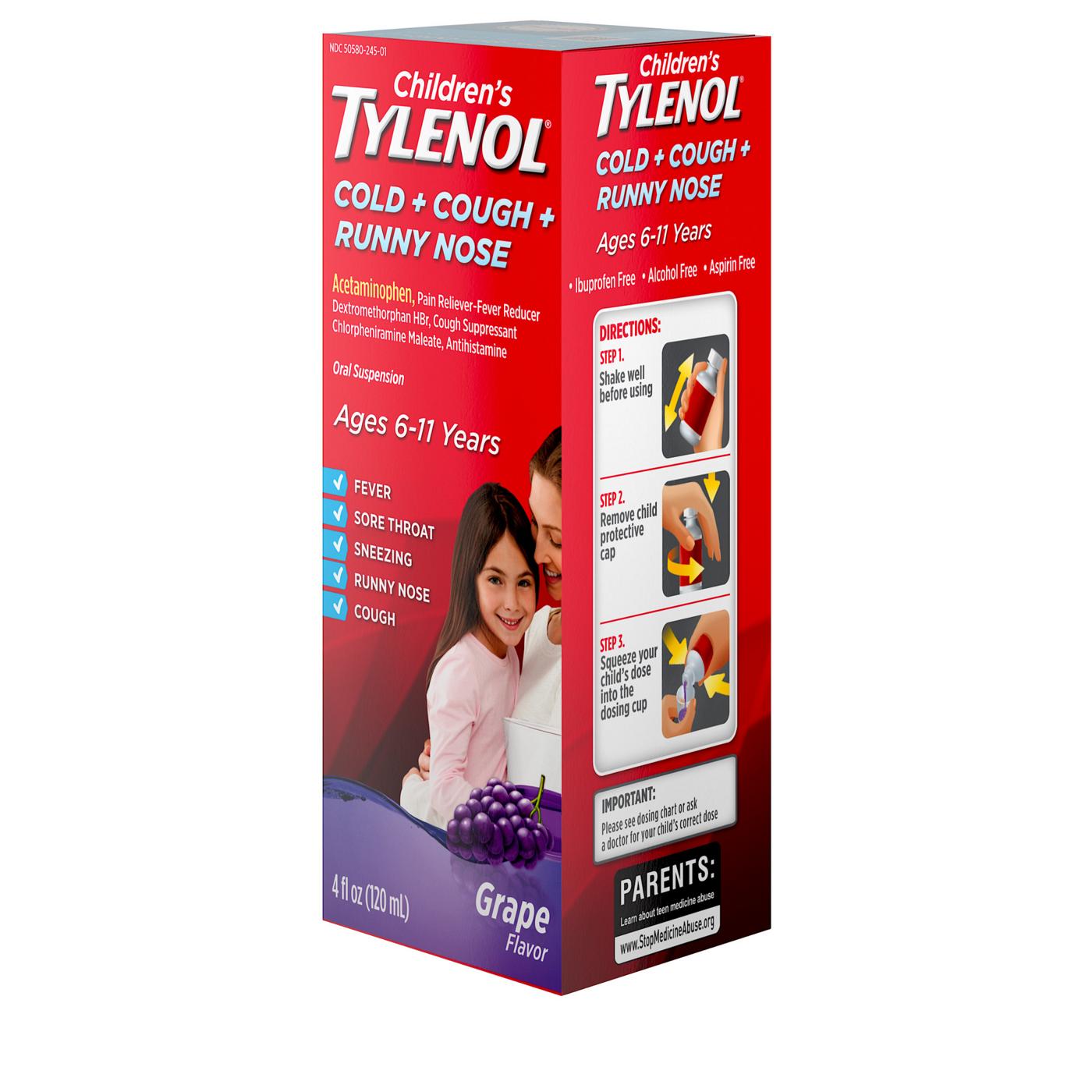 Tylenol Children's Cold + Cough + Runny Nose Oral Suspension - Grape; image 5 of 6