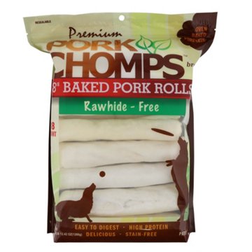 Pork Chomps Rawhide-Free Baked Porkskin Rolls Dog Treats