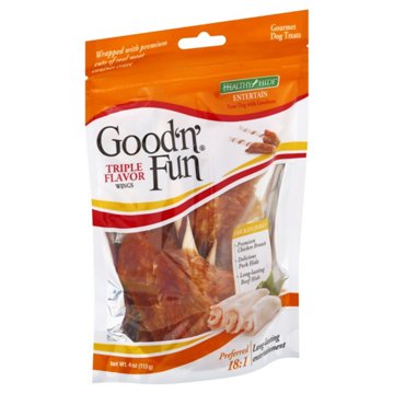 Healthy Hide Good 'n' Fun Triple Flavor Wing Dog Treats, 4 oz