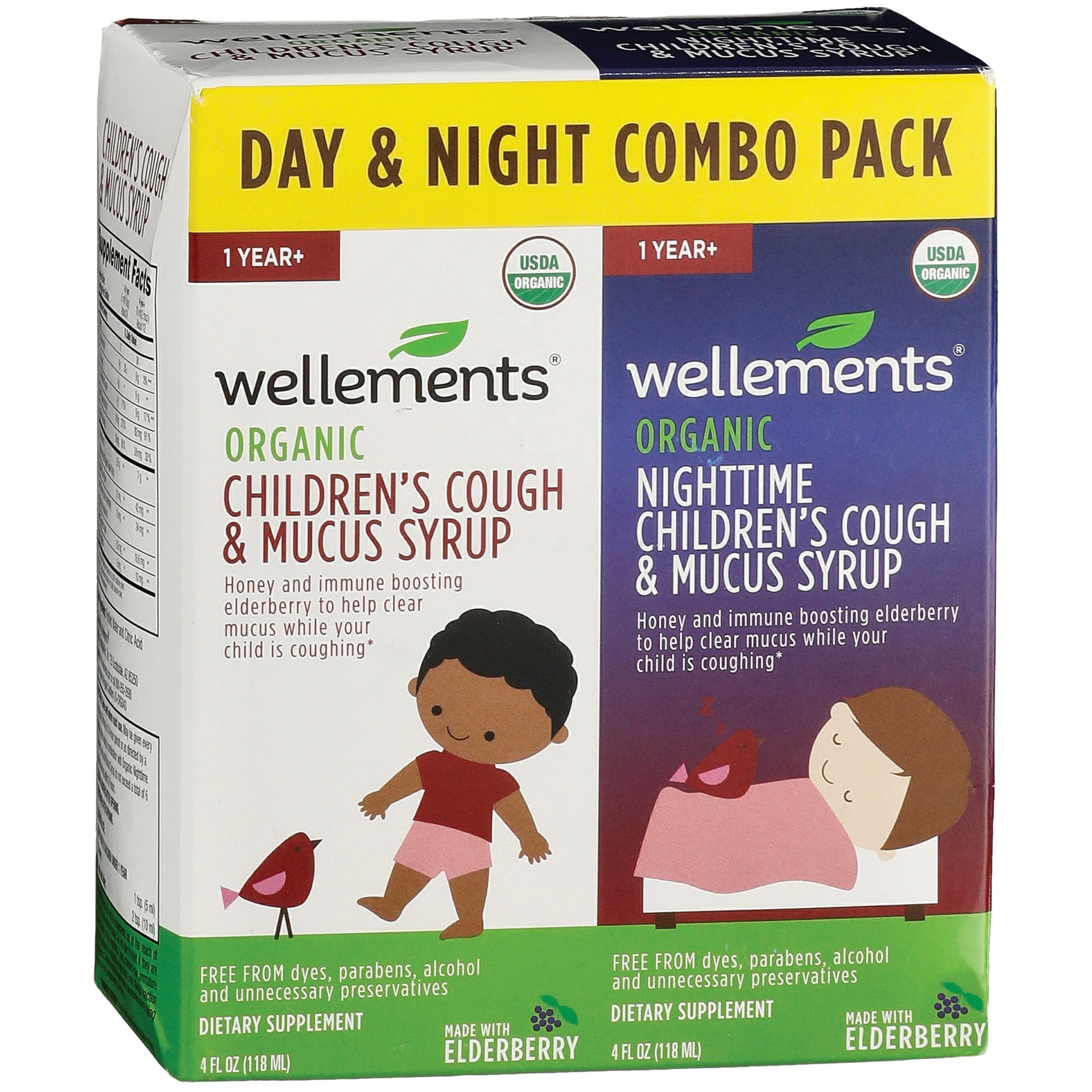 Wellements Organic Children's Cough & Mucus Syrup Day & Night Combo
