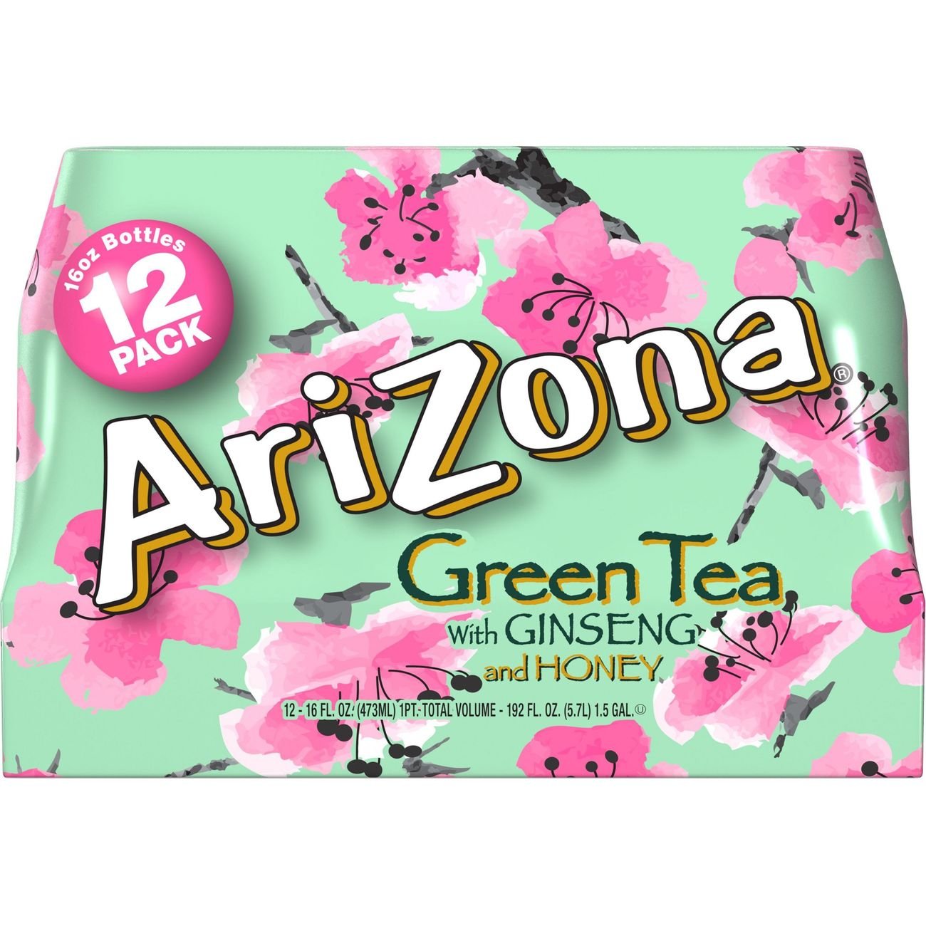 AriZona Green Tea with Ginseng and Honey 12 pk Bottles, 16 oz