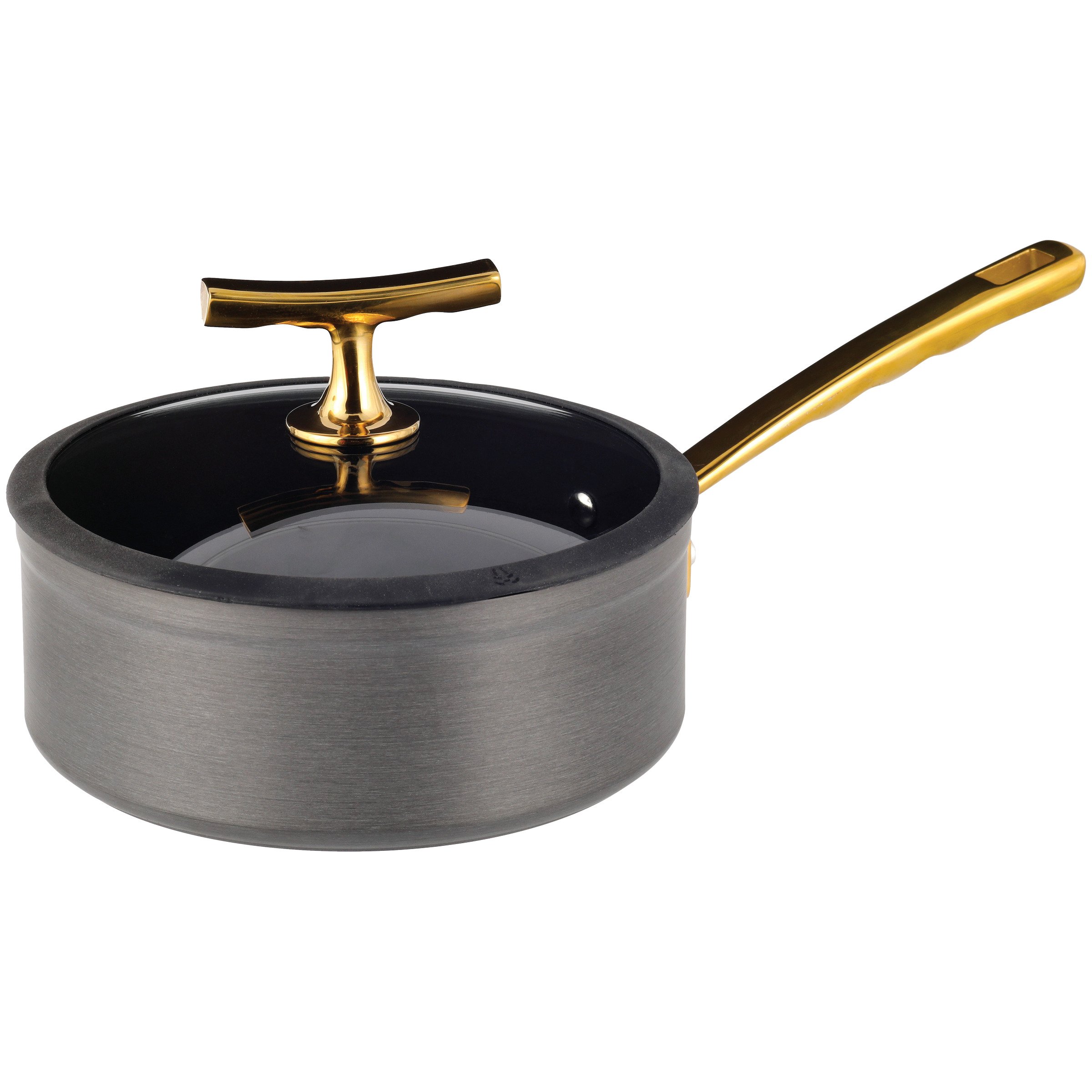 Kitchen & Table Black & Gold NonStick 2 Quart Sauce Pan with