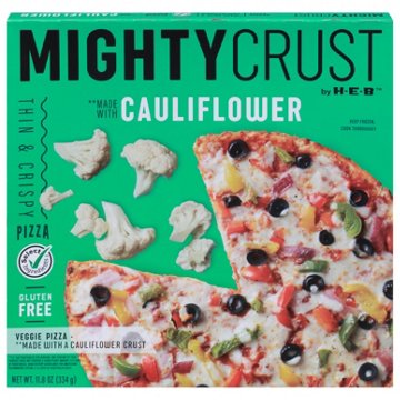 MightyCrust by H-E-B Veggie Cauliflower Crust Gluten Free Frozen Pizza, 11.8 oz