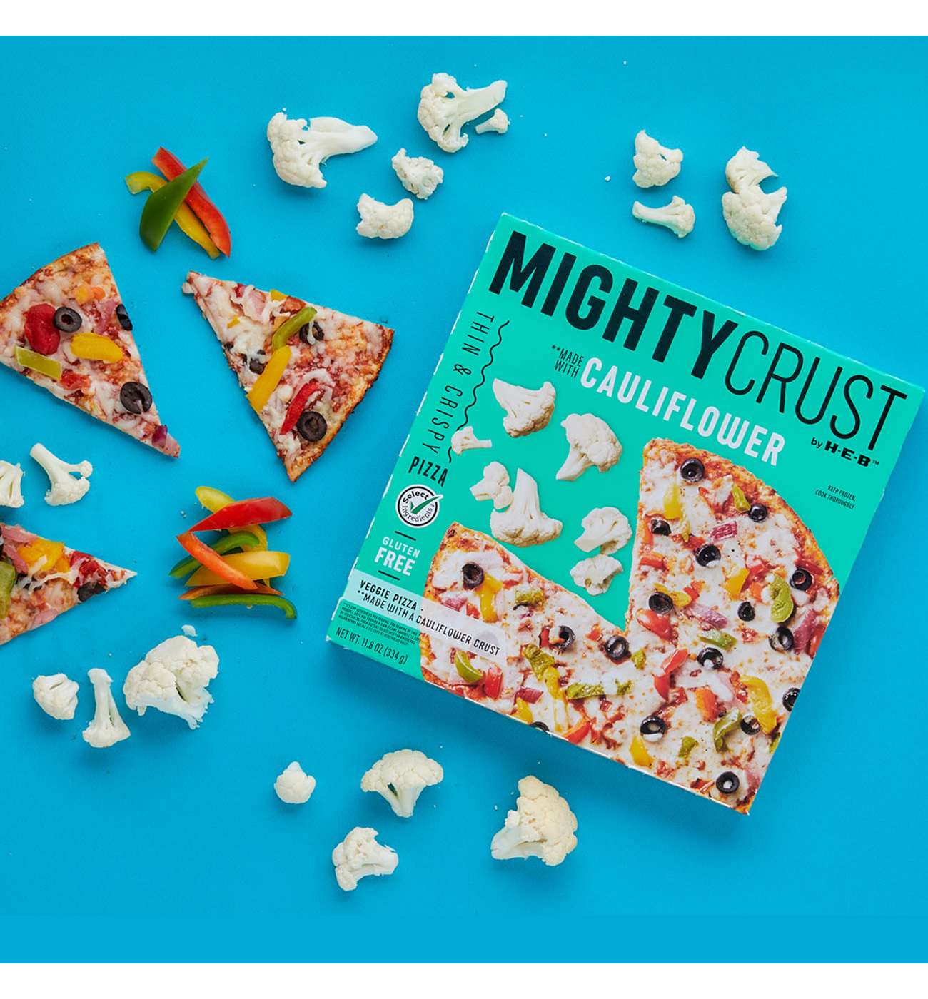 MightyCrust by H-E-B Frozen Cauliflower Pizza - Veggie; image 2 of 4